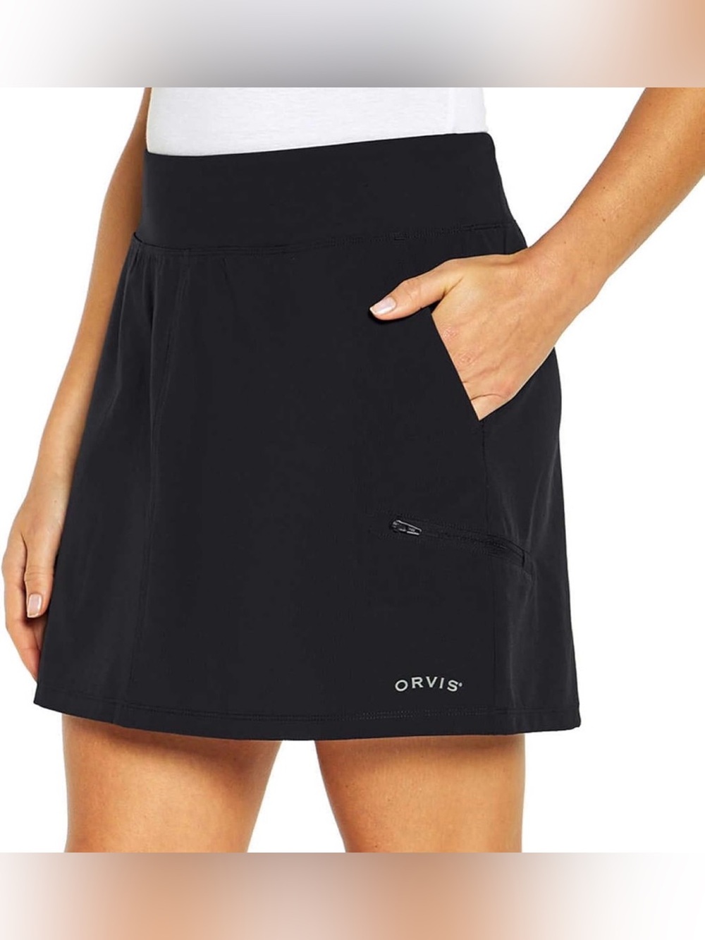 Orvis Active Athletic Skort Lightweight Blend with Built-In 3” Shorts in Black